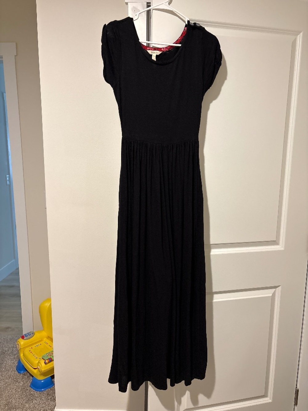 Matilda Jane Black Night Owl Maxi Dress Short Sleeves Pockets Size small